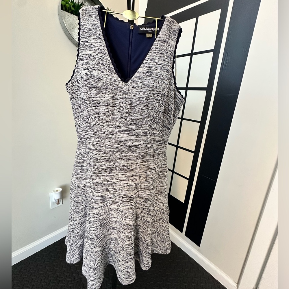 Karl Lagerfeld Blue, Silver and White Dress